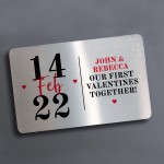 Our First Valentines Together Gift Personalised Metal Card