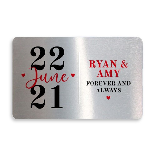 Personalised Valentines Anniversary Gift For Him Her Metal Card