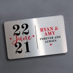 Personalised Valentines Anniversary Gift For Him Her Metal Card