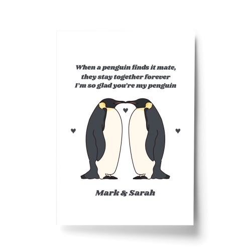 Personalised Penguin Gift Print For Couple Anniversary Gift