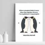 Personalised Penguin Gift Print For Couple Anniversary Gift