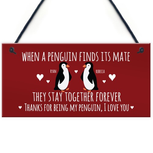 Novelty Gift For Valentines Anniversary Penguin Couple Gift