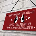 Novelty Gift For Valentines Anniversary Penguin Couple Gift