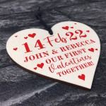 Our First Valentines Together Wood Hanging Heart Personalised