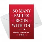 Valentines Day Card For Him Her SO MANY SMILES Soulmate Card