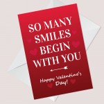 Valentines Day Card For Him Her SO MANY SMILES Soulmate Card