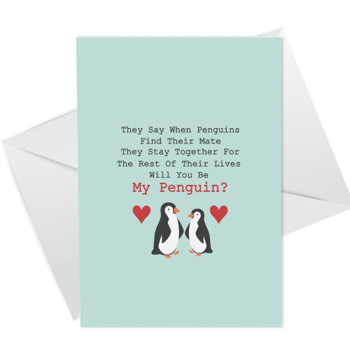 Penguin Card For Boyfriend Girlfriend Valentines Anniversary