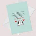 Penguin Card For Boyfriend Girlfriend Valentines Anniversary