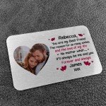 Personalised Photo Metal Wallet Card Love Quote Valentines Day