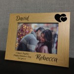 Personalised Valentines Day Gift For Him Her Wooden Photo Frame