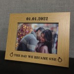 Beautiful Wedding Anniversary Gift Personalised Wood Photo Frame