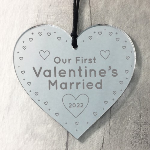 Our First Valentines Married Gift Personalised Engraved Heart