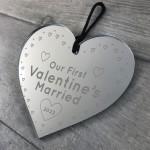 Our First Valentines Married Gift Personalised Engraved Heart