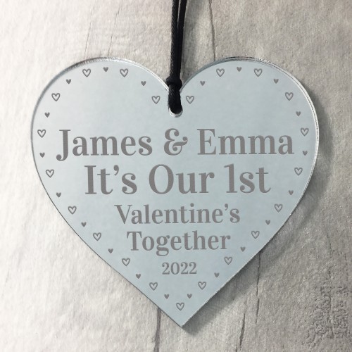 Our 1st Valentines Gift Personalised Engraved Heart Boyfriend