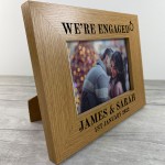 WERE ENGAGED Gift Personalised Wood Photo Frame Gift For Couple