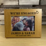 WERE ENGAGED Gift Personalised Wood Photo Frame Gift For Couple