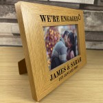 WERE ENGAGED Gift Personalised Wood Photo Frame Gift For Couple