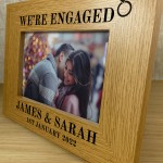 WERE ENGAGED Gift Personalised Wood Photo Frame Gift For Couple