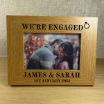 WERE ENGAGED Gift Personalised Wood Photo Frame Gift For Couple