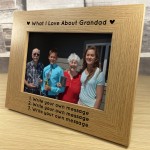 Personalised What I Love About Grandad Photo Frame Fathers Day