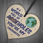 Funny Rude Valentines Anniversary Wood Heart Gift For Boyfriend