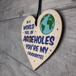 Funny Rude Valentines Anniversary Wood Heart Gift For Boyfriend