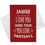 Personalised Valentines Day Anniversary Card For Him FOOTBALL