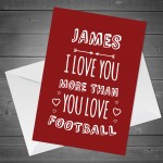 Personalised Valentines Day Anniversary Card For Him FOOTBALL