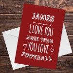 Personalised Valentines Day Anniversary Card For Him FOOTBALL