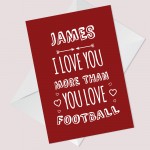 Personalised Valentines Day Anniversary Card For Him FOOTBALL