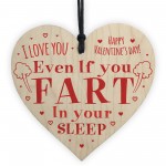 Funny Rude Valentines Gift For Him Her Wood Heart FART Husband