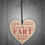 Funny Rude Valentines Gift For Him Her Wood Heart FART Husband