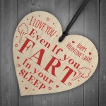 Funny Rude Valentines Gift For Him Her Wood Heart FART Husband