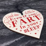 Funny Rude Valentines Gift For Him Her Wood Heart FART Husband