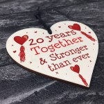 20th Anniversary Gift Wood Heart Perfect Gift For Husband Wife