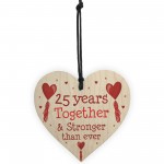 25th Anniversary Gift Wood Heart Perfect Gift For Husband Wife