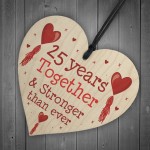 25th Anniversary Gift Wood Heart Perfect Gift For Husband Wife