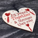 25th Anniversary Gift Wood Heart Perfect Gift For Husband Wife