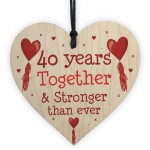 40th Anniversary Gift Wood Heart Perfect Gift For Husband Wife