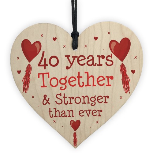 40th Anniversary Gift Wood Heart Perfect Gift For Husband Wife