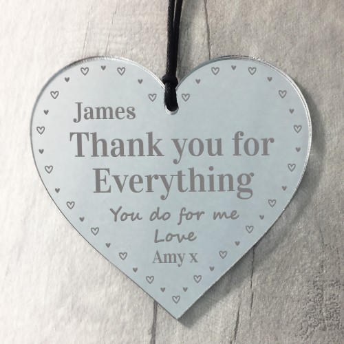 Personalised Thank You For Everything Gift Heart Valentines