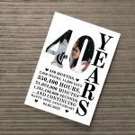 40th Anniversary Gift Print Personalised Photo Husband Wife