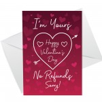 Im Yours Happy Valentines Day Card Funny Joke Card For Boyfriend