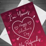 Im Yours Happy Valentines Day Card Funny Joke Card For Boyfriend