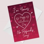 Im Yours Happy Valentines Day Card Funny Joke Card For Boyfriend