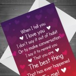 I LOVE YOU Card Poem Anniversary Card For Him Her