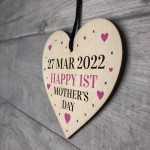 Happy 1st Mothers Day Gift Wooden Heart Gift For New Mum Mummy