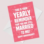 Funny Wedding Anniversary Card For Husband Wife Joke Card