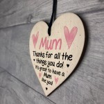 Thank You Gift For Mum Wood Heart Mothers Day Birthday Gift