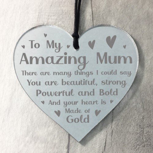 Amazing Mum Gift Engraved Heart Mothers Day Birthday Gift